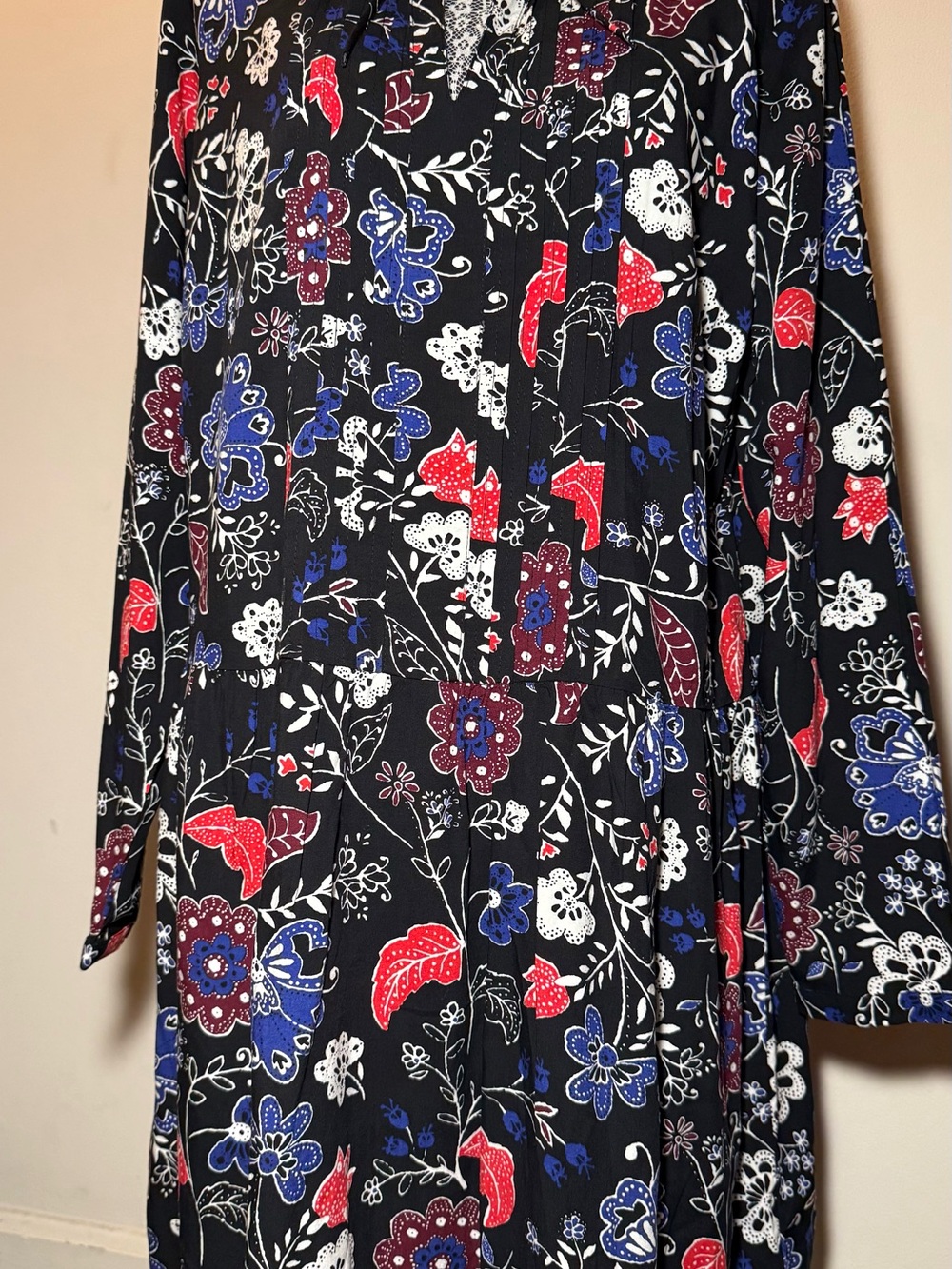 NWT Old Navy Dress Womens Large Tall Black Long Sleeve Floral Print Boho - Picture 2 of 11
